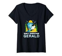 Women's Don't Question Gerald the Dolphin Funny Construction V-Neck T-Shirt
