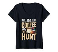 Women's Don't Talk to Me Before Coffee and The Hunt Pheasant V-Neck T-Shirt
