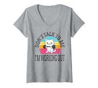 Womens Don't Talk to Me I'm Working Out Dedicated Fitness Mode Gym V-Neck T-Shirt