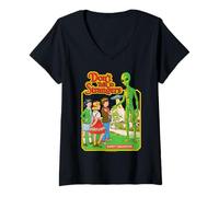 Womens Don't Talk to Strangers Alien UFO Retro Funny Adult Humor V-Neck T-Shirt
