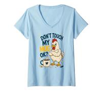 Women's Don't Touch My M UG OK Chicken Coffee V-Neck T-Shirt