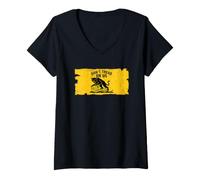 Women's Dont Tread On Us Anarchist Black Cat Gadsden Parody V-Neck T-Shirt