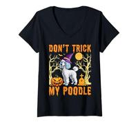 Womens Don't Trick My Poodle Halloween V-Neck T-Shirt