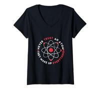 Women's Don't Trust Atoms They Make Up Everything Fun School Science V-Neck T-Shirt