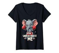 Women's Don't Underestimate Me Muay Thai Boxing Elephant V-Neck T-Shirt