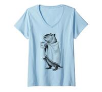 Womens Don't-Worry-Be-Cappy - Fall/Winter Chill Capybara Vibes V-Neck T-Shirt