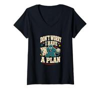 Women's Don't Worry I Have a Plan Funny Boardgame V-Neck T-Shirt