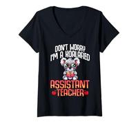 Women's Don't Worry I'm A Koalafied Teaching Aide Teacher Assistant V-Neck T-Shirt