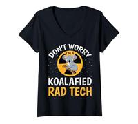 Women's Don't Worry I'm a Koalified Rad Tech - Koala Lover Xray Tech V-Neck T-Shirt