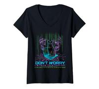 Women's Don't Worry I'm from Tech Supports Cat Hacker V-Neck T-Shirt