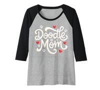 Womens Doodle Mom Cute Dog Mother Women's Raglan Baseball Tee