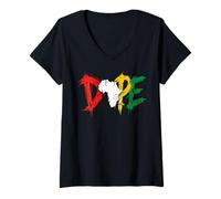Women's Dope Africa Map Pan African Colors Juneteenth V-Neck T-Shirt