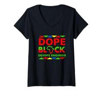 Womens Dope Black Devops Engineer Proud Black Professional Career V-Neck T-Shirt