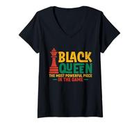 Women's Dope Black Queen The Most Powerful Piece African American V-Neck T-Shirt