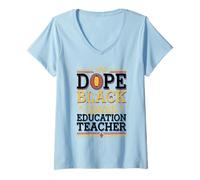 Womens Dope Black Special Education Teacher Pride V-Neck T-Shirt