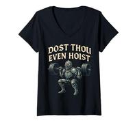 Womens Dost Thou Even Hoist Medieval Knight Weightlifting Gym Pun V-Neck T-Shirt