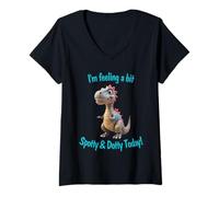 Womens Dot Day Dino I'm Feeling a Bit Spotty and Dotty Today V-Neck T-Shirt