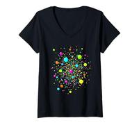 Women's Dot Day Multicolor Rainbow Polka Dot V-Neck T-Shirt