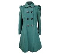 Womens Double Breasted Long Coat Wool Touch Fit and Flare Ladies Winter Coat with Inside Lining (8, SAGE Green)