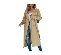 Women's Double Breasted Long Trench Coat Windproof Classic Lapel Slim Overcoat with Belt (camel, M)