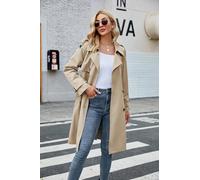 Women's Double Breasted Long Trench Coat Windproof Classic Lapel Slim Overcoat with Belt (camel, XL)