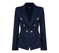 Womens Double Breasted Military Style Blazer Ladies Coat Jacket, Navy, 10