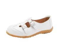Women's Double Buckle Mary Jane Flats Hollow Out Breathable Loafers Comfortable Walking Shoes with Non-Slip Sole for Casual and Office Wear White