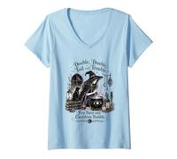Women's Double Double Toil and Trouble Fire Burn Cauldron Bubble V-Neck T-Shirt