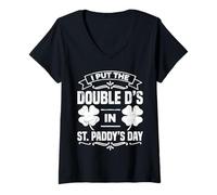 Women's Double D's St. Paddy's Day Funny Irish Shamrock Humor V-Neck T-Shirt