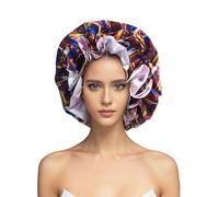 Women's Double Layer Printed Sleeping Shower Cap Fashion Elastic Hair Bonnet Hat Satin Head Cover Turban Nightcap