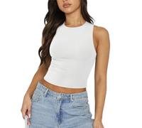 Womens Double Lined Crop Tank Tops Casual Basic Shirts Sleeveless Workout Tops 2025 Summer Clothes 2025 New