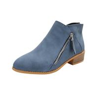 Womens Double Sided Zipper Ankle Booties, Ankle Boots Block Heel For Women, Vintage Retro Western Booties, Durable Synthetic Upper Shoes for Wedding Guest Outfits, Fashion Street Photo Shoots