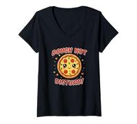 Womens Dough Not Disturb, Funny Pizza Saying for Introverts V-Neck T-Shirt