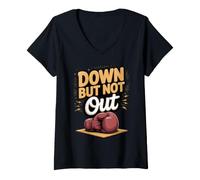 Women's Down but Not Out Boxing Boxer Fighter Resilient V-Neck T-Shirt