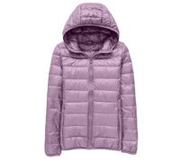 Women's Down Jacket, Lightweight Packable Transition Jacket, Warm Winter Jacket with Hood, Feather Light Down Coat, Women's Lined Puffer Jacket with Pockets for Leisure, Hiking, Quilted Jacket, PP1