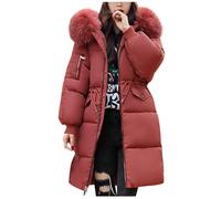 Women's Down Jacket Longline Winter Puffer Coats Ladies Lightweight Windproof Coat Long Sleeve Warm Padded Quilted Outwear Outdoor Hiking Parka Jackets with Faux Fur Hood Plus Size