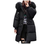 Women's Down Jacket Longline Winter Puffer Coats Ladies Lightweight Windproof Coat Long Sleeve Warm Padded Quilted Outwear Outdoor Hiking Parka Jackets with Faux Fur Hood Plus Size