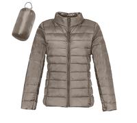 Women's Down Puffer Jacket - Casual Lightweight Quilted Coat Without Hood - Plain Feather Thin Jacket
