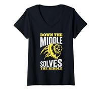 Womens Down The Middle Solves The Riddle Pickleball Strategy V-Neck T-Shirt