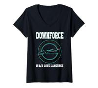 Women's Downforce is My Love Language Race Engineer Racing Driver V-Neck T-Shirt