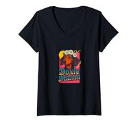 Womens Doxie Mama Dachshund with Daisy Crown Cute Dog Art V-Neck T-Shirt