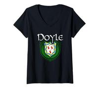 Womens Doyle Surname Irish Clan Tartan Badge Ireland V-Neck T-Shirt