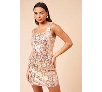 Womens DP Luxe Sequin Strappy Mini Dress Floral 16