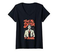 Womens Dr. Acula Halloween Pun for Medical Professionals V-Neck T-Shirt