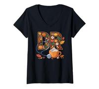 Womens DR Doctor Fall Pumpkin Spice Coffee Stethoscope Art V-Neck T-Shirt