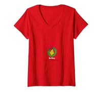 Women's Dr. Seuss Baking Challenge The Grinch and Wreath V-Neck T-Shirt, Red, XX-Large