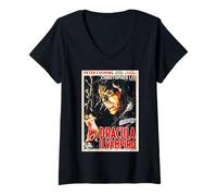 Womens Dracula Il Vampiro Italian Movie Poster Christopher Lee V-Neck T-Shirt