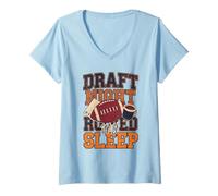 Women's Draft Night Ruined My Sleep Fantasy Football Humor V-Neck T-Shirt