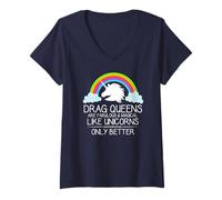 Womens Drag Queens Are Fabulous and Magical Like Unicorns - Queen V-Neck T-Shirt