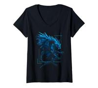 Women's Dragon Cool Fantasy Japanese Artwork Motif Art V-Neck T-Shirt